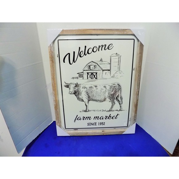 New Metal Sign Welcome Farm Market Framed Art Country Home Decor
